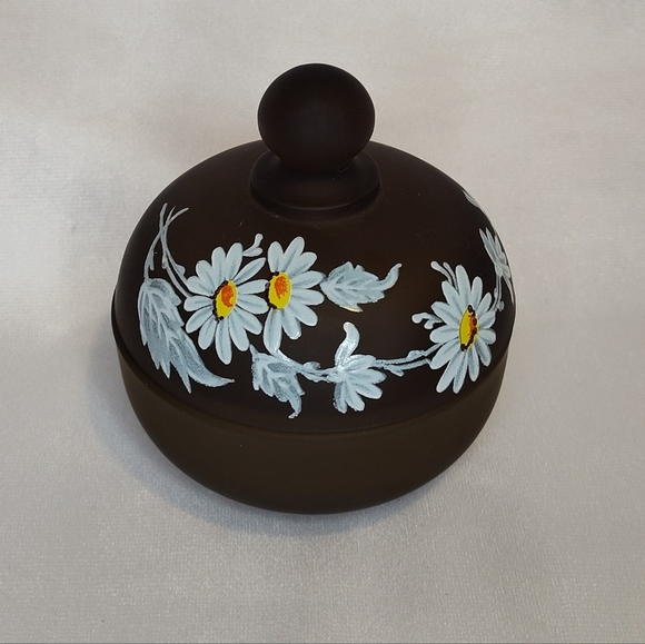Vintage Westmoreland Glass Company Satin Glass Hand Painted Trinket Jar - Picture 1 of 5